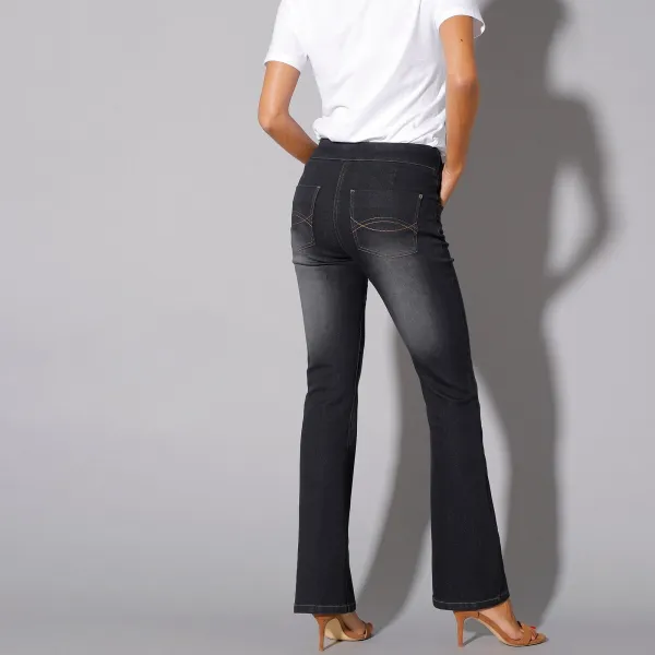 Strečové bootcut džegíny, pre vyššiu postavu