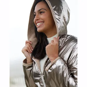 Obojstranná parka, buklé/metalická