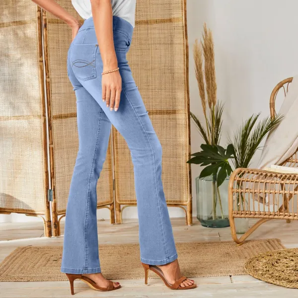 Strečové bootcut džegíny, pre vyššiu postavu