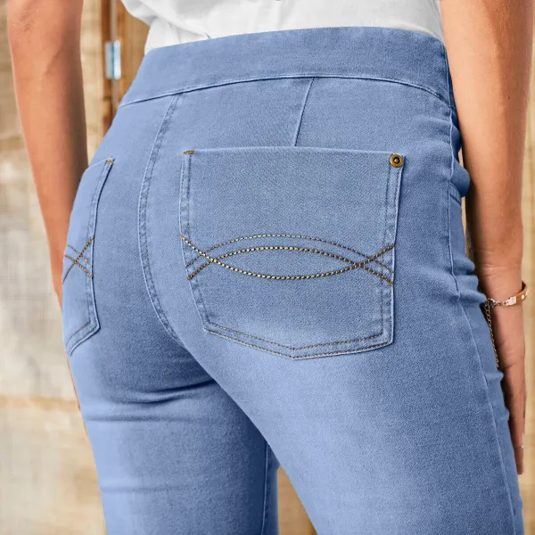 Strečové bootcut džegíny, pre vyššiu postavu