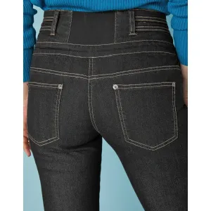 Bootcut džínsy s vysokým pásom pre vyššiu postavu