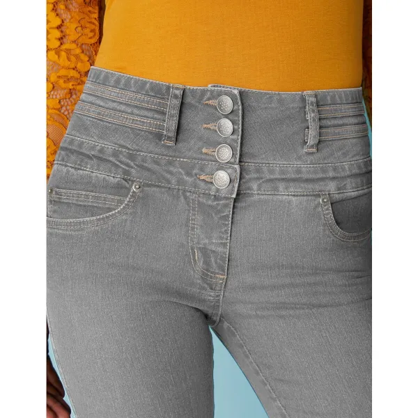 Bootcut džínsy s vysokým pásom pre vyššiu postavu