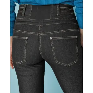 Bootcut džínsy s vysokým pásom pre vyššiu postavu