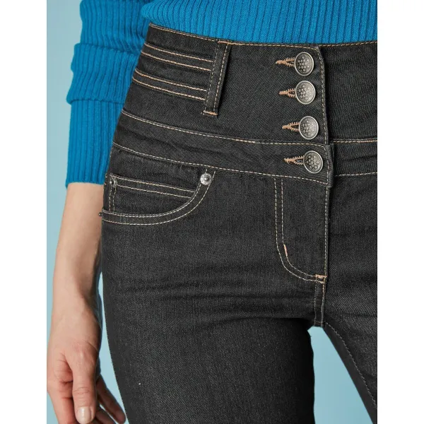 Bootcut džínsy s vysokým pásom pre vyššiu postavu