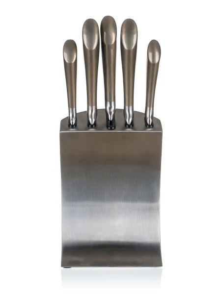Sada nožov METALLIC PLATINUM v stojane 5 ks