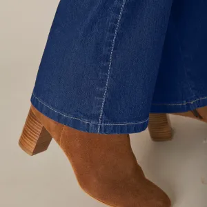Bootcut džínsy s vysokým pásom pre nižšiu postavu