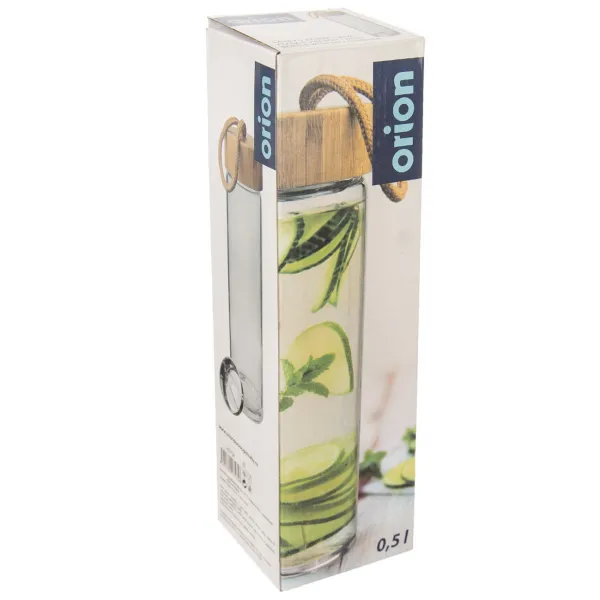 Fľaša sklo / bambus 0,5 l