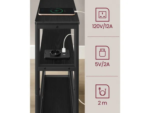 SONGMICS Odkládací stolek s USB Vasagle Jinad černý