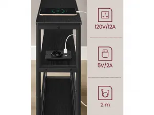 SONGMICS Odkládací stolek s USB Vasagle Jinad černý