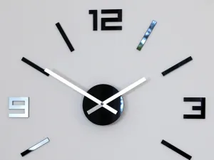 ModernClock Nástěnné samolepící hodiny Arabic 50 cm černé/stříbrné
