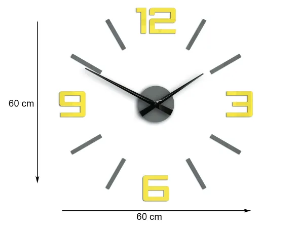 Moderné nástenné hodiny SILVER XL GREY-YELLOW greyyellow