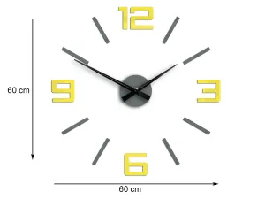 Moderné nástenné hodiny SILVER XL GREY-YELLOW greyyellow