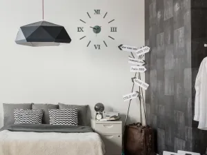 ModernClock Nástěnné samolepící hodiny Numero 49 cm šedé