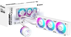 GIGABYTE vodní chladič AORUS WATERFORCE X II 360I, 3x 120mm Fan, ARGB, LCD Displej, Bílá