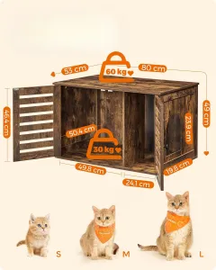 FEANDREA Box na toaletu pre mačky hnedý 80 x 49 x 53 cm