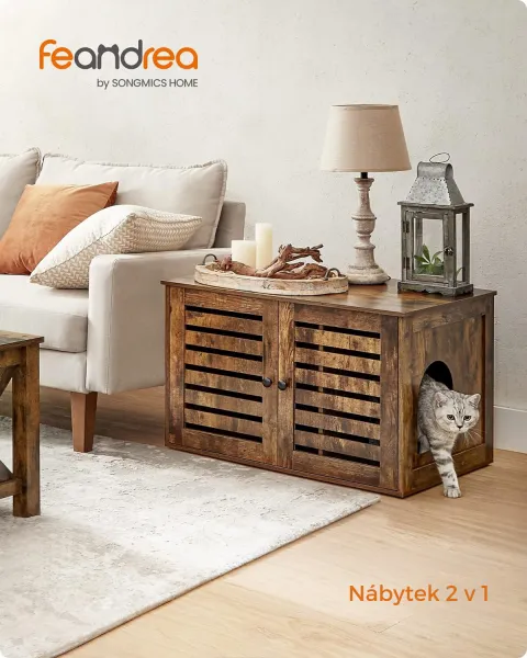 FEANDREA Box na toaletu pre mačky hnedý 80 x 49 x 53 cm