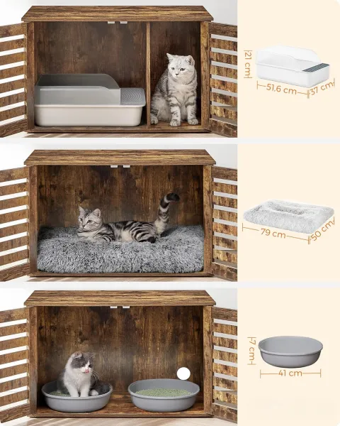 FEANDREA Box na toaletu pre mačky hnedý 80 x 49 x 53 cm