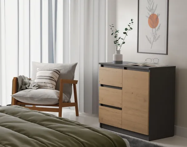 TP Living Komoda so zásuvkami 80 cm dub artisan/antracit