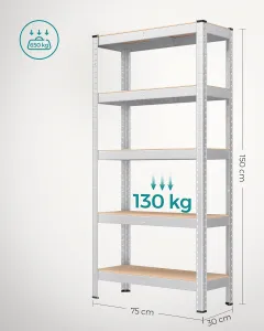 SONGMICS Odolný regál strieborný 5 políc