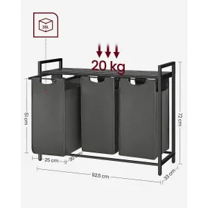 VASAGLE Kôš na bielizeň s kovovým rámom 114 l sivý