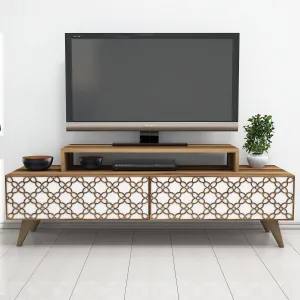 TV stolík City - Walnut, White