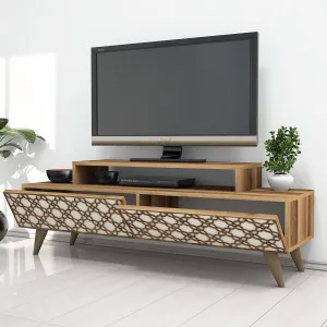 TV stolík City - Walnut, Cream