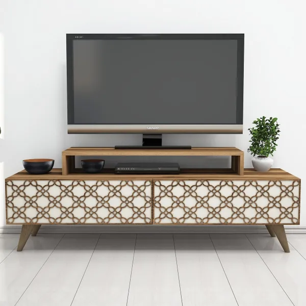TV stolík City - Walnut, Cream