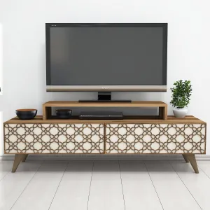 TV stolík City - Walnut, Cream