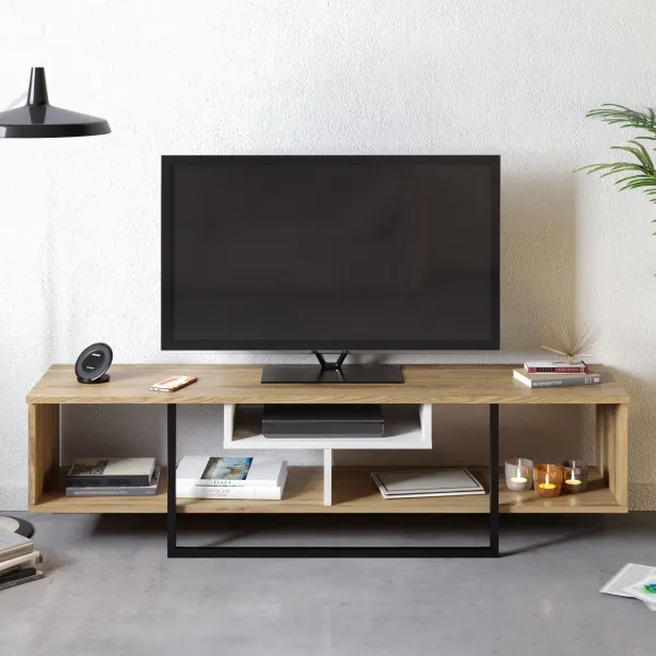 TV stolík Asal (150) - Oak, White, Black