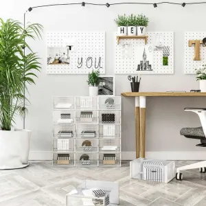 VASAGLE Priehľadné úložné boxy 18 ks