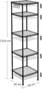 SONGMICS Kovový regál 5 drôtených políc čierna