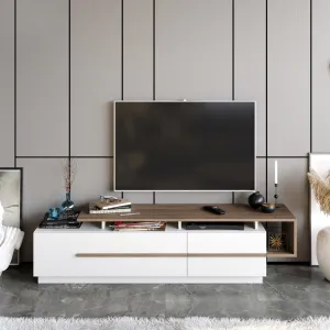 TV stolík Pia - Walnut, White