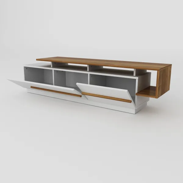 TV stolík Pia - Walnut, White