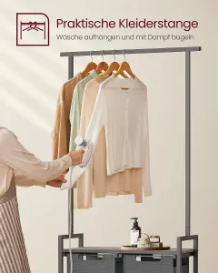 VASAGLE Kôš na bielizeň s vešiakom sivý