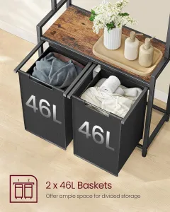 VASAGLE Kôš na bielizeň s kovovým rámom 2 x 46 l hnedý čierny