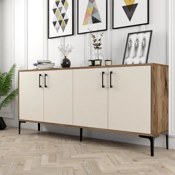 Konzolový stolík Kiev - Walnut, Cream