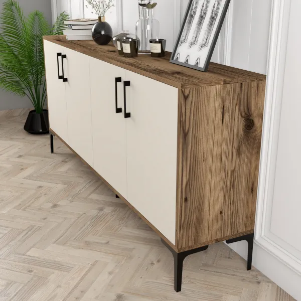 Konzolový stolík Kiev - Walnut, Cream