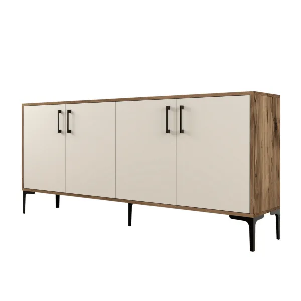 Konzolový stolík Kiev - Walnut, Cream