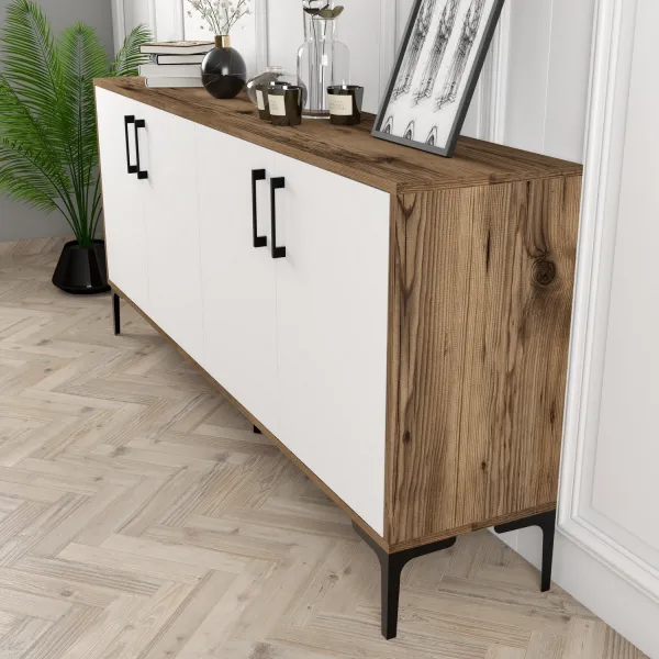Konzolový stolík Kiev - Walnut, White