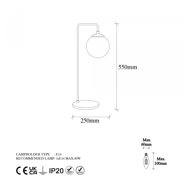 ASIR Stolná lampa VIRAN - 10975