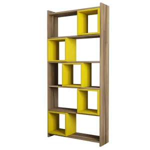 Knižnica Box - Walnut, Yellow
