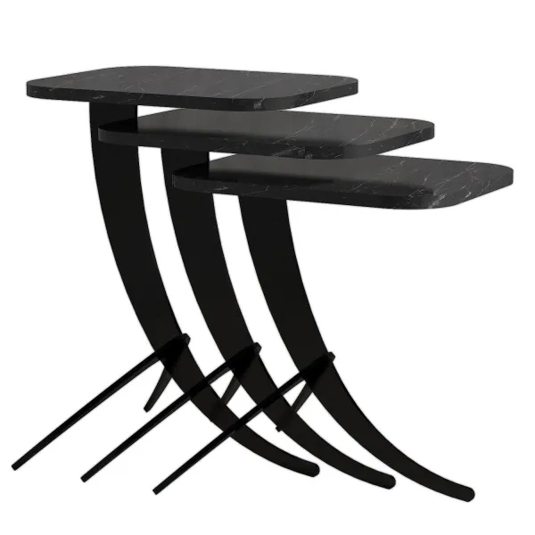 Skladací stôl Pion Black Marble, 3 ks