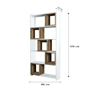 Knižnica Box - White, Walnut
