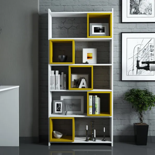 Knižnica Box - White, Yellow