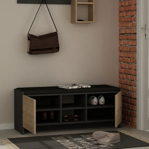 Skrinka na topánky / Botník Zulla - Anthracite, Sonomo