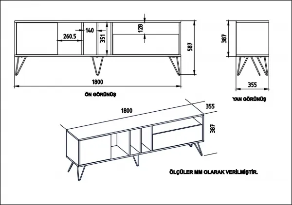 TV stolík Mistico (180) - Walnut, White