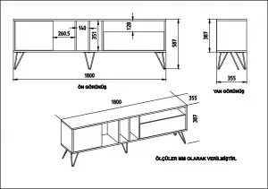 TV stolík Mistico (180) - Walnut, White