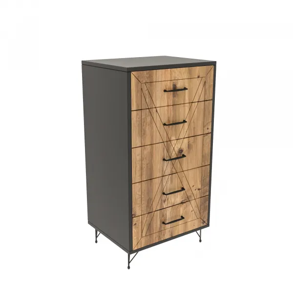 Komoda Planet Anthracite a Oak