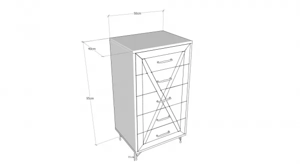 Komoda Planet Anthracite a Oak