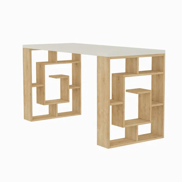 Písací stôl Maze - White, Oak